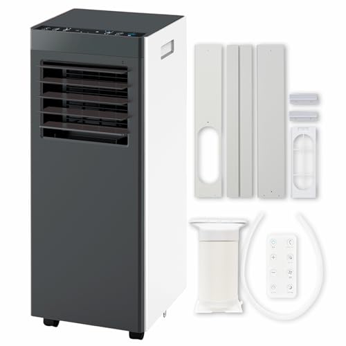 【自動ルーバー】 QUADS スポットクーラー 工事不要 冷房 除湿 送風 室温設定 窓パネル付き 9畳 冷房能力2.3kW 除湿能力約19L ノンドレン ポータブル エアコン 移動式 冷風機 クワッズ (ダークグレー)